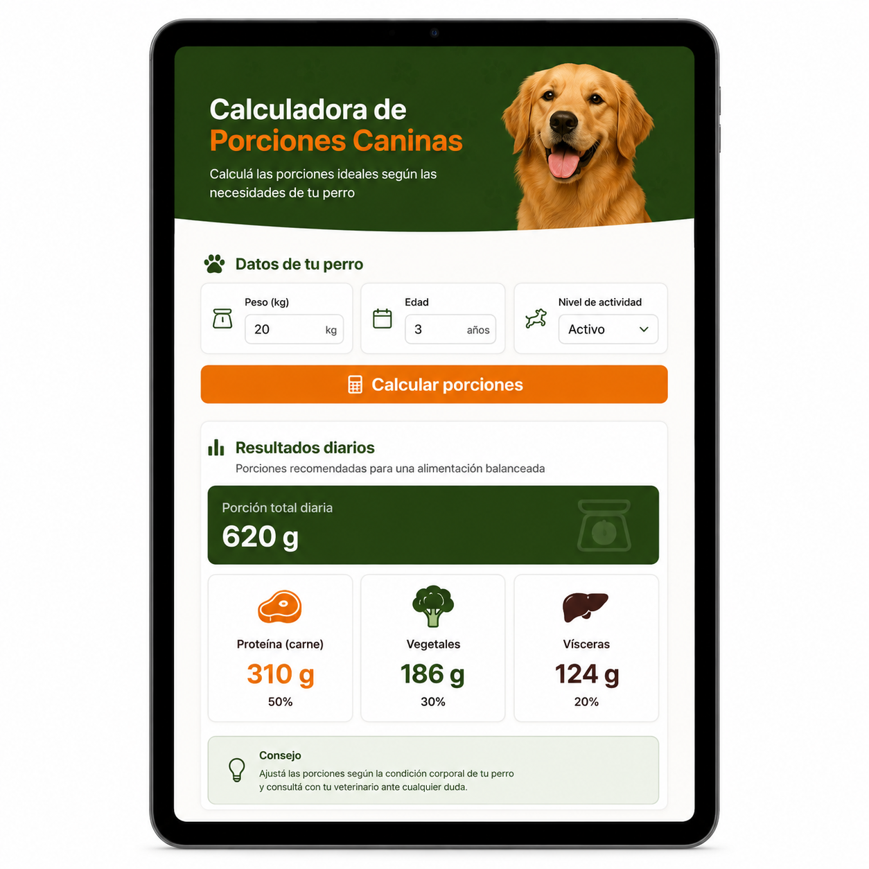 Calculadora Automática de Porciones
